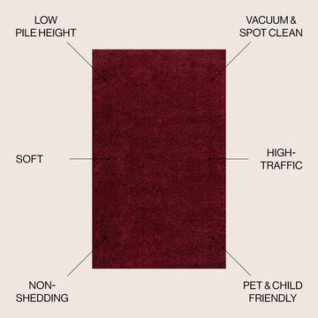 Haze Solid Low-pile Area Rug Dark Red